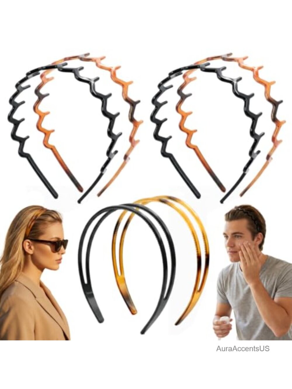 6 PCS Zig Zag Shark Tooth Headbands Plastic Non-Slip Hair Hoop Teeth Comb Women